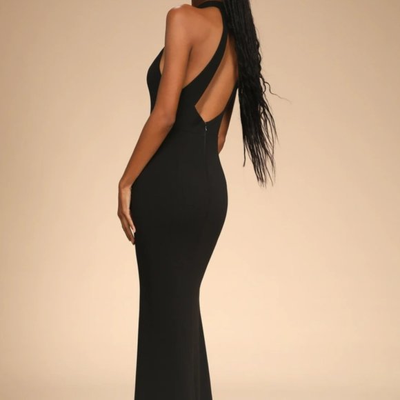 Lulu's Like a Dream Black Halter Mermaid Maxi Dress - Picture 2 of 4